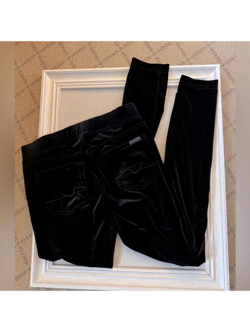 7 for All Mankind Navy velvet pull on leggings NWT XS